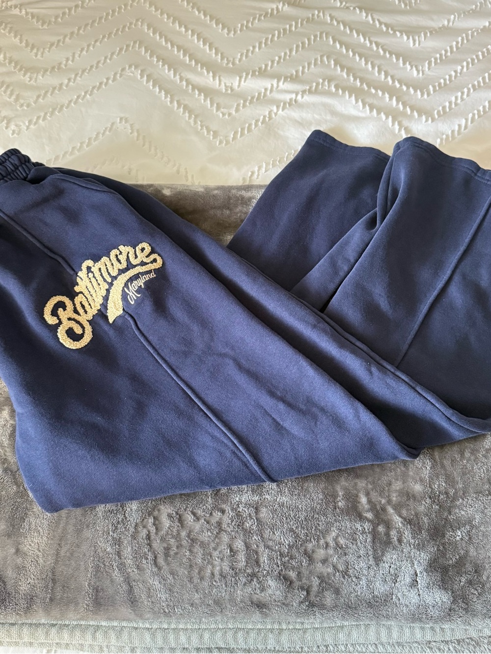 PrettyLittleThing Navy Kids Joggers with Embroidered Script